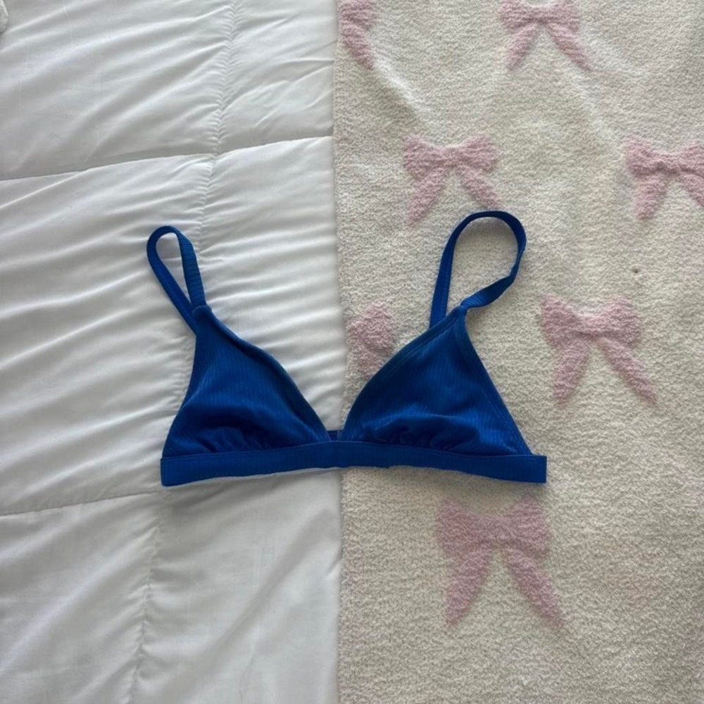 Royal blue triangle bikini ribbed top